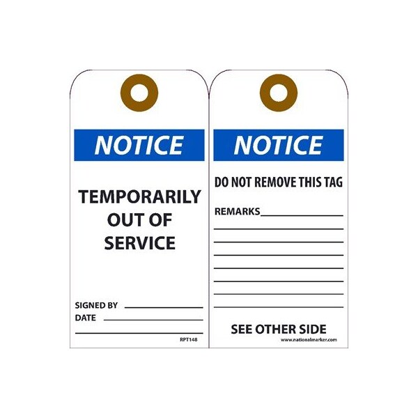 Nmc Notice Temporarily Out Of Service Tag, Pk25 RPT148G - main